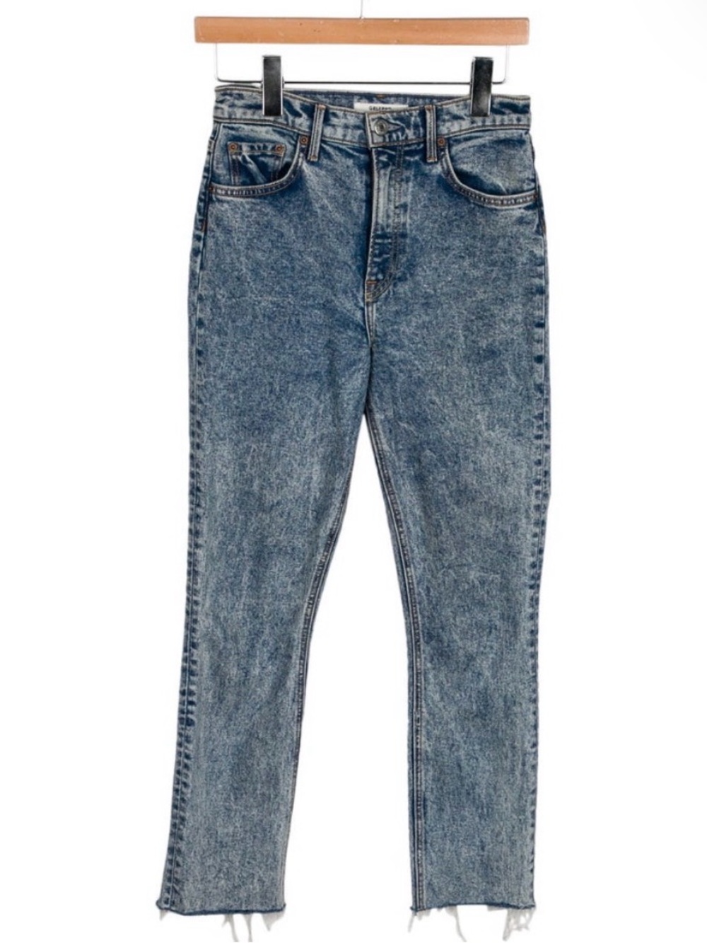 GRLFRND High-Rise Acid Wash Blue Jeans